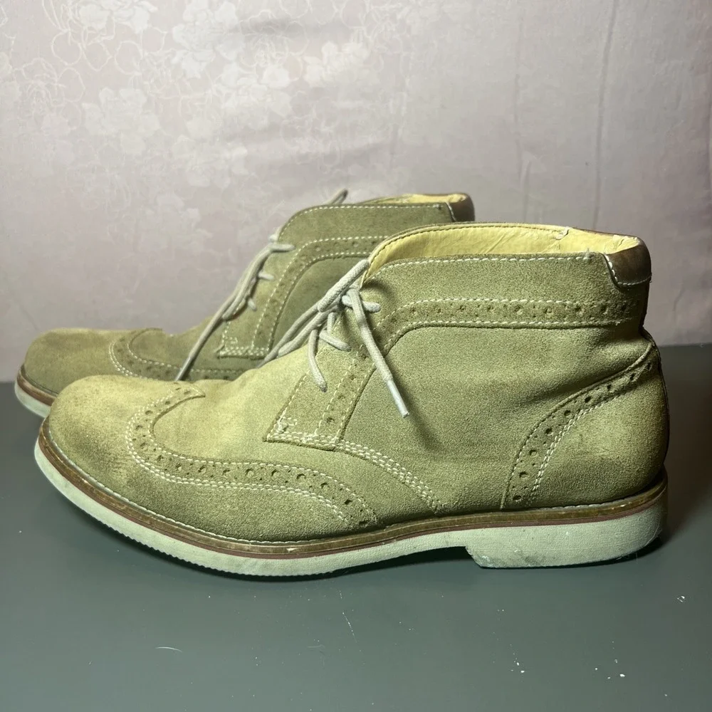 G.H. BASS Baltimore Men's Size 9 Gray Suede Leather Wingtip Chukka Ankle‎ Boots